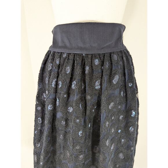 NWT@$278! WORTH! NAVY BLUE SILK W/CIRCULAR EMBROIDERY SEQUIN CENTERS SKIRT! SZ 8 - Picture 3 of 9